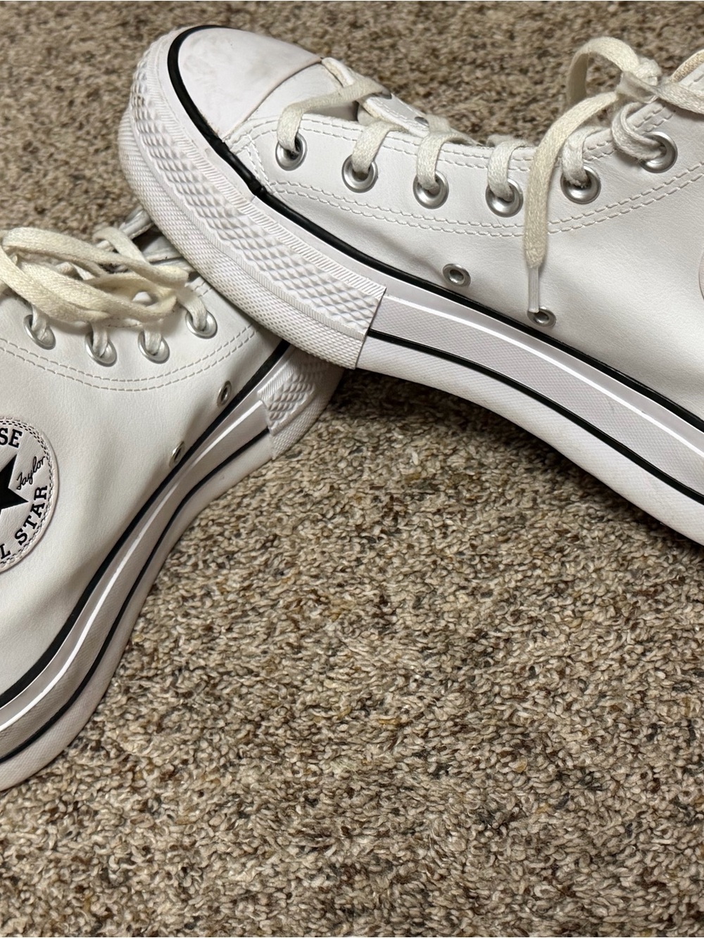 Classic White High-Top Leather Sneakers - Women's